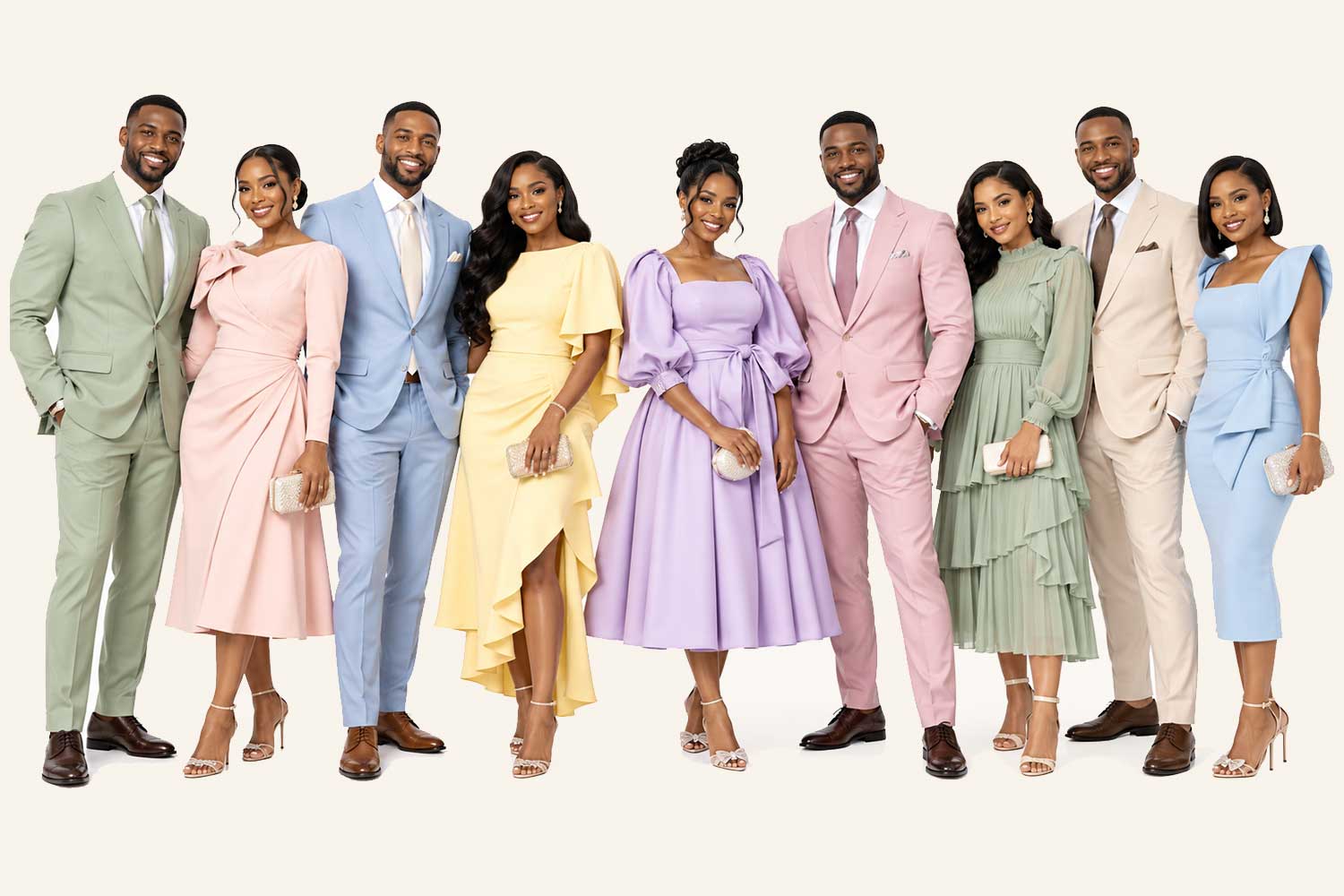 Guests dressed in the pastel dress code